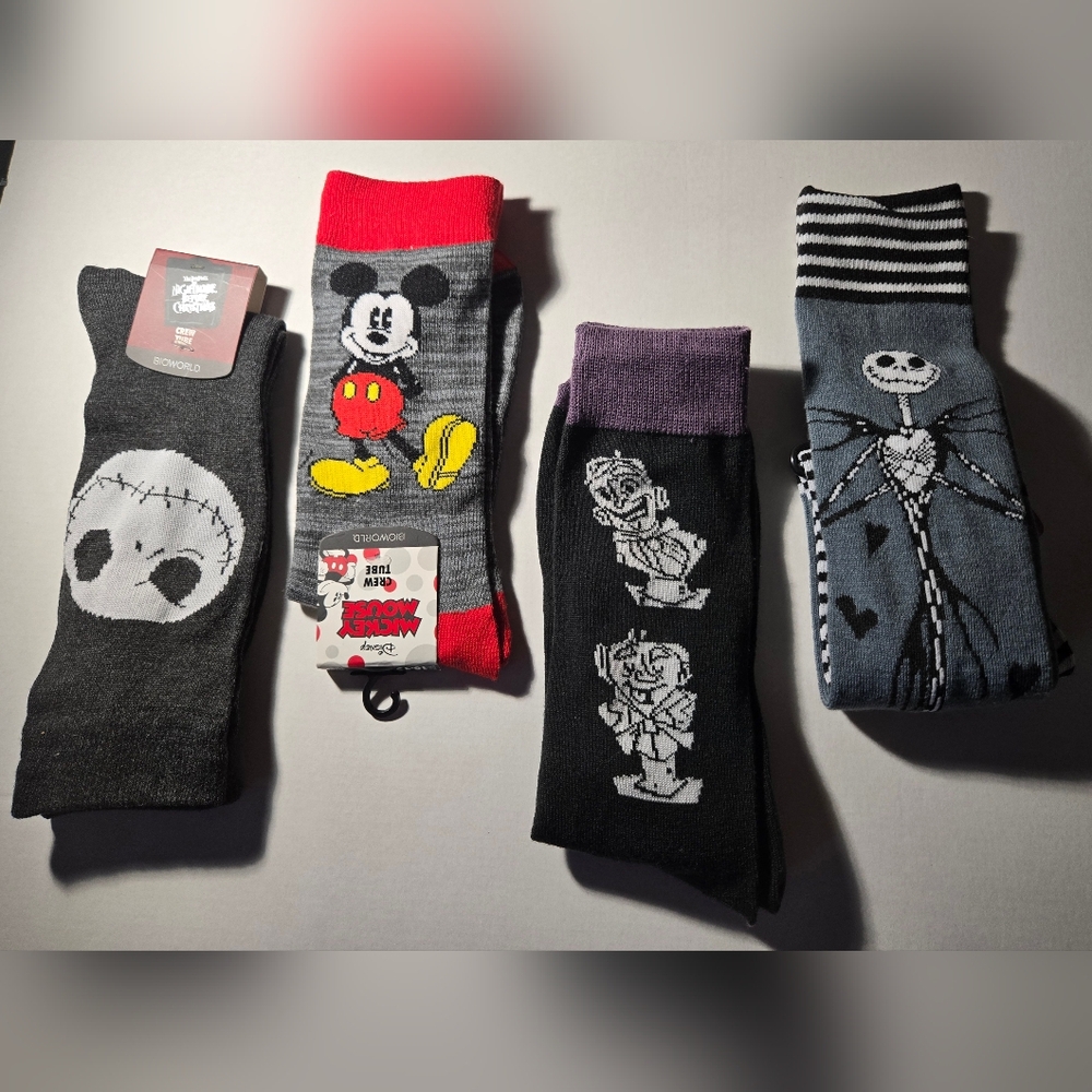 Disney Character Socks Set - Black, Red, Purple, Gray